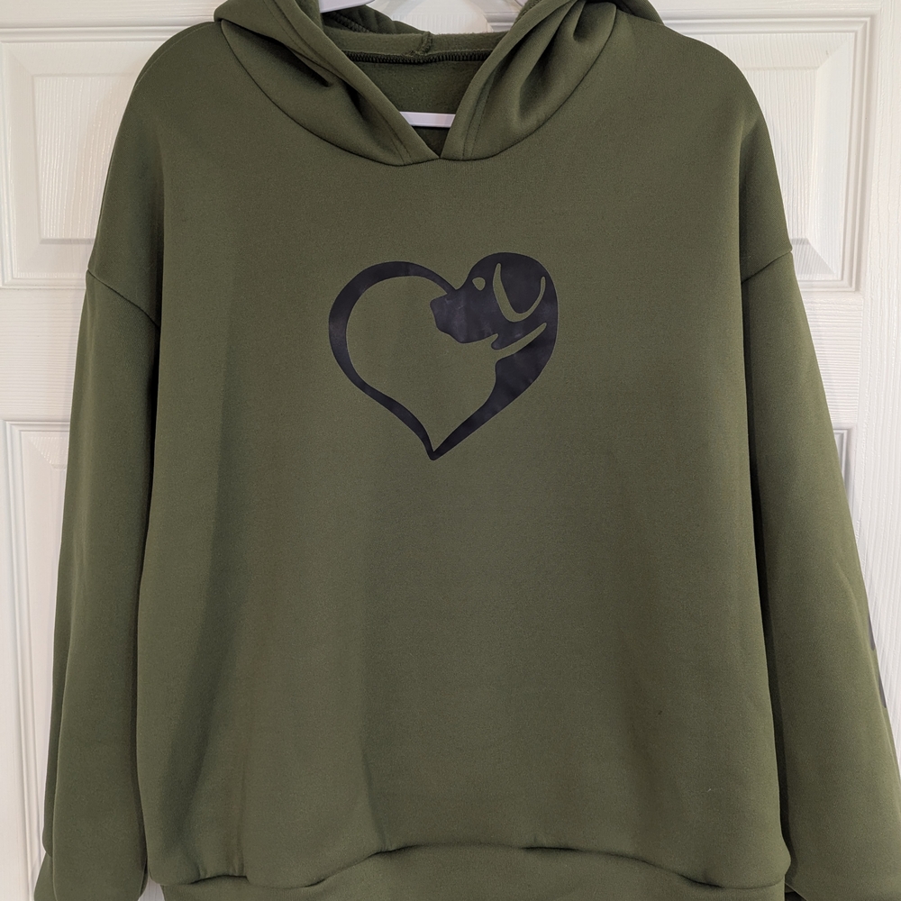 Olive Green Heart Dog Hoodie